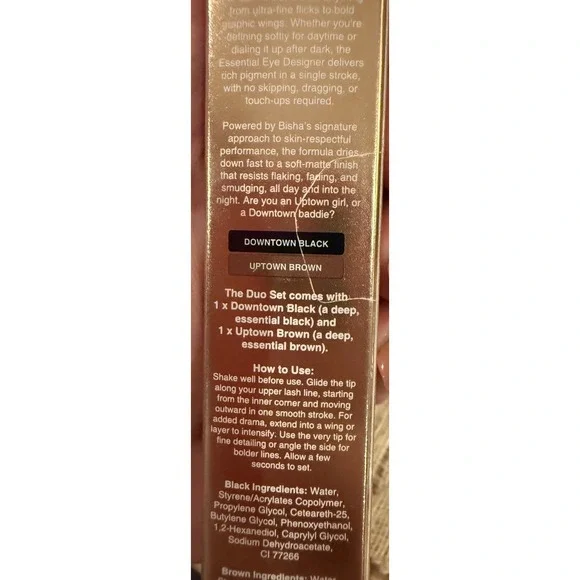 Bisha Essential Eye Designer Duo Set Downtown Black & Uptown Brown Full Size NIB - Picture 3 of 3